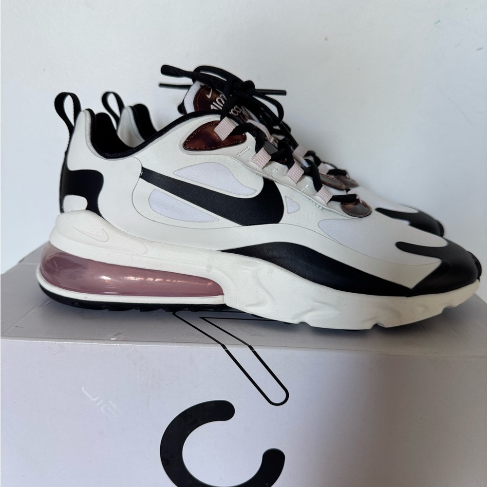 Nike Air Max 270 React in Black and White with Pink Accents